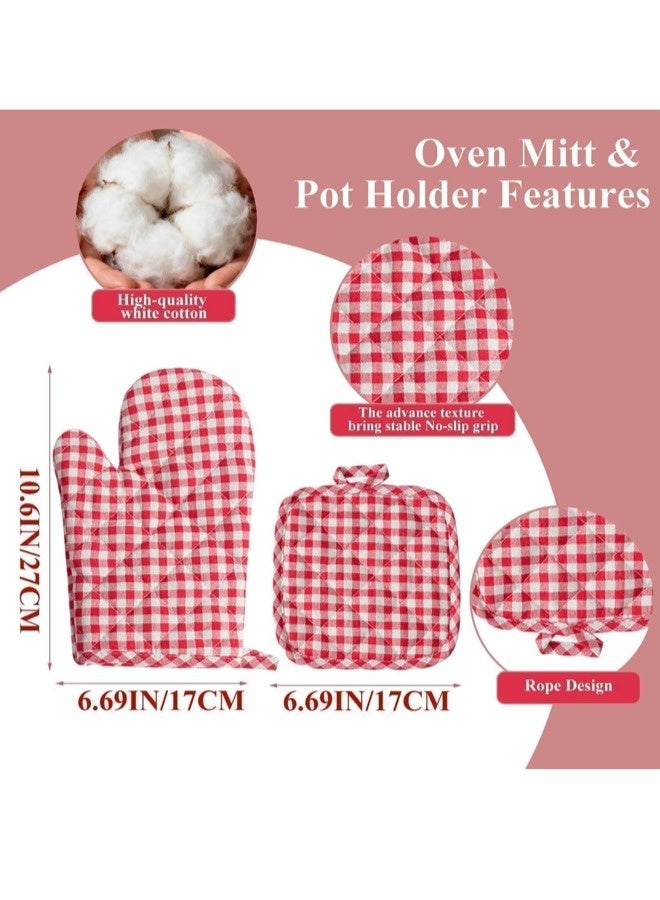 شيبشيب مجموعة مكونة من 4 قطع من قفازات الفرن وحوامل الأواني، مقاومة للحرارة العالية حتى 250 درجة، قطن مطبخ سميك إضافي للطهي، قفازات خبز طويلة وحوامل حرارة للمطابخ، الشواء و الميكروويف، هدايا للخبز - Image 2